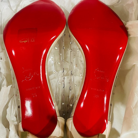 Louboutin Sucre Glacé 85 Crystal Peep Toe Pump NEW - Picture 5 of 7